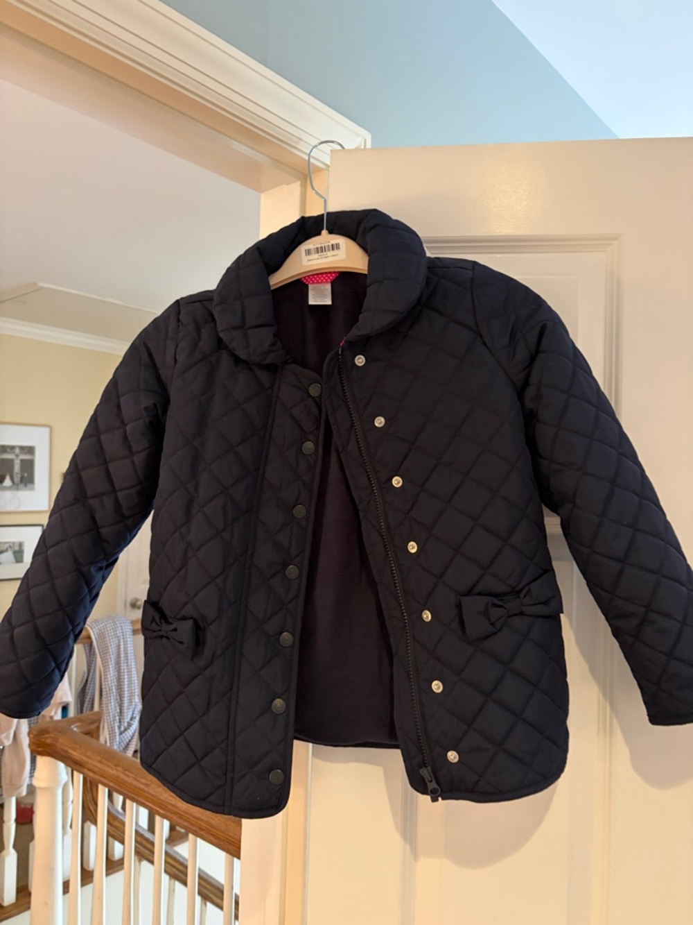 Gymboree Quilted Navy Puffer Jacket with Bow Pockets